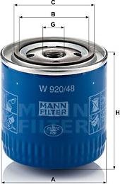 Mann-Filter W 920/48 - Oljni filter www.parts5.com