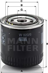 Mann-Filter W 920/6 - Oil Filter www.parts5.com