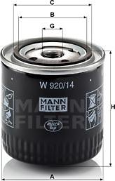 Mann-Filter W 920/14 - Filtar za ulje www.parts5.com