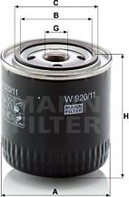 Mann-Filter W 920/11 - Oil Filter www.parts5.com