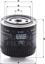 Mann-Filter W 920 - Oil Filter www.parts5.com