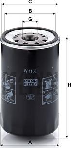 Mann-Filter W 1160 - Filtr oleju www.parts5.com