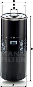 Mann-Filter W 11 102/7 - Oil Filter www.parts5.com