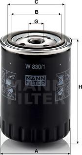 Mann-Filter W 830/1 - Oil Filter www.parts5.com