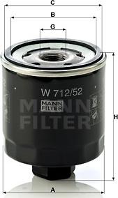 Mann-Filter W 712/52 - Oil Filter www.parts5.com