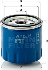 Mann-Filter W 712/16 - Oil Filter www.parts5.com