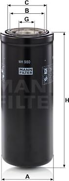 Mann-Filter WH 980 - Hydraulic Filter, automatic transmission www.parts5.com