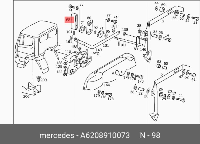 Mercedes-Benz A6208910073 - Ασφάλιση, καμπίνα οδηγού www.parts5.com