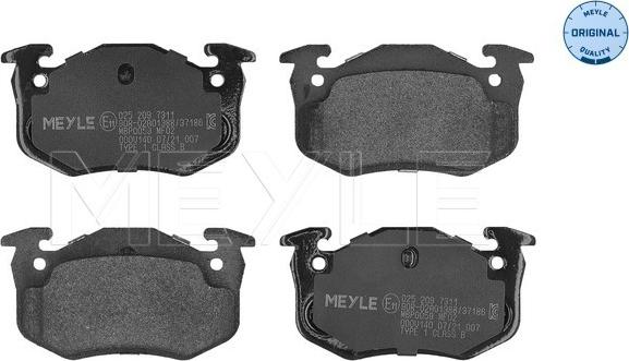Meyle 025 209 7311 - Brake Pad Set, disc brake www.parts5.com