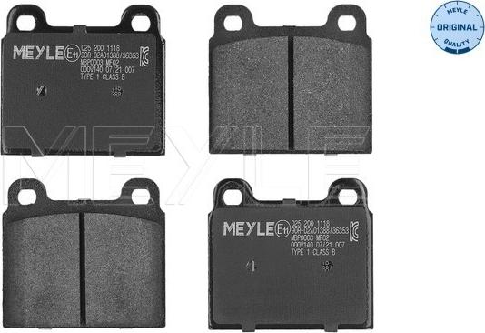 Meyle 025 200 1118 - Brake Pad Set, disc brake www.parts5.com
