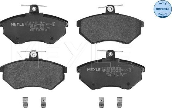 Meyle 025 201 6819 - Brake Pad Set, disc brake www.parts5.com