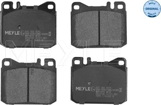 Meyle 025 203 9215 - Тормозные колодки, дисковые, комплект www.parts5.com