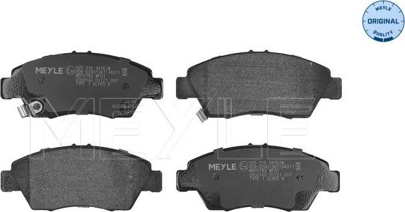 Meyle 025 216 9416/W - Brake Pad Set, disc brake www.parts5.com