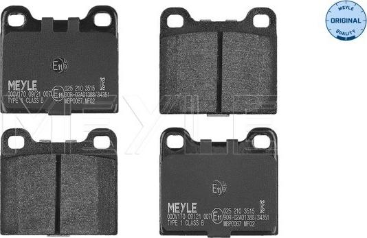 Meyle 025 210 3515 - Brake Pad Set, disc brake www.parts5.com