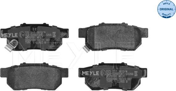 Meyle 025 217 3813/W - Brake Pad Set, disc brake www.parts5.com