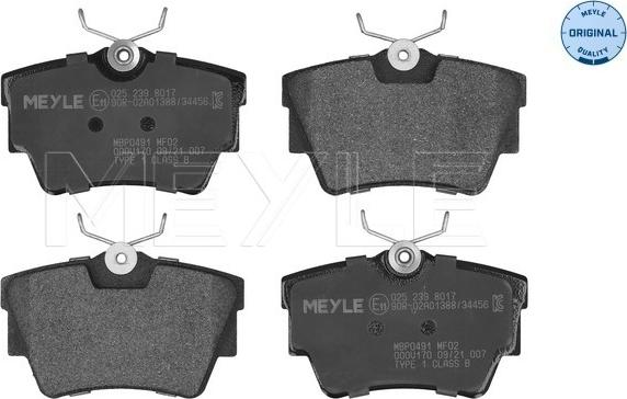 Meyle 025 239 8017 - Brake Pad Set, disc brake www.parts5.com