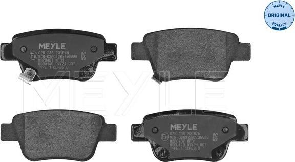 Meyle 025 236 2016/W - Brake Pad Set, disc brake www.parts5.com