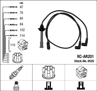 NGK 0520 - Ignition Cable Kit www.parts5.com