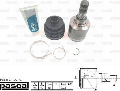 Pascal G71004PC - Joint Kit, drive shaft www.parts5.com