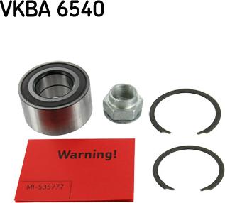 SKF VKBA 6540 - Wheel hub, bearing Kit www.parts5.com
