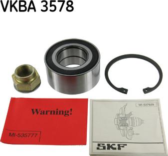 SKF VKBA 3578 - Wheel hub, bearing Kit www.parts5.com