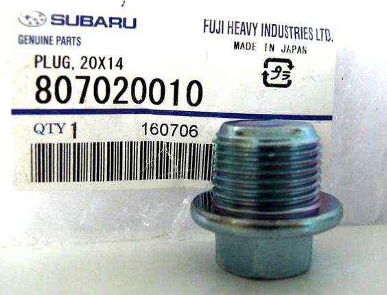 Subaru 807020010 - Sealing Plug, oil sump www.parts5.com