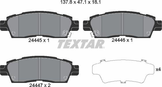 Textar 2444501 - Brake Pad Set, disc brake www.parts5.com