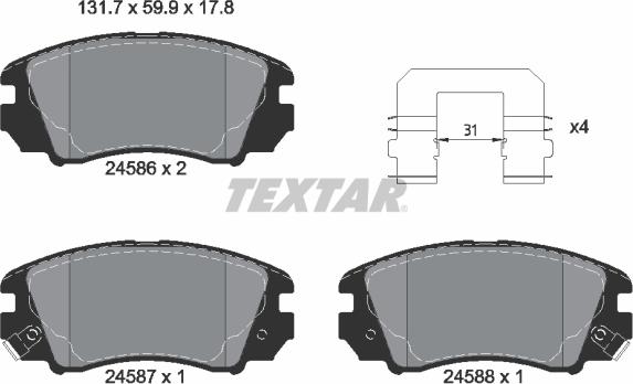 Textar 2458601 - Brake Pad Set, disc brake www.parts5.com