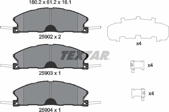 Textar 2590201 - Brake Pad Set, disc brake www.parts5.com