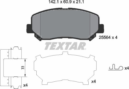 Textar 2556403 - Brake Pad Set, disc brake www.parts5.com