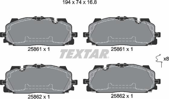 Textar 2586101 - Brake Pad Set, disc brake www.parts5.com
