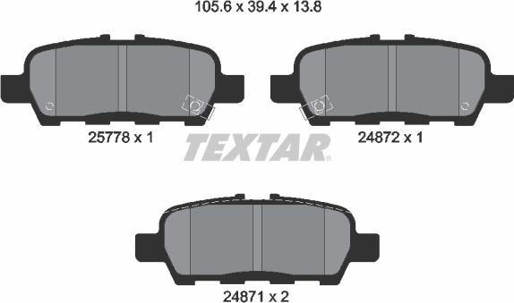 Textar 2577801 - Brake Pad Set, disc brake www.parts5.com