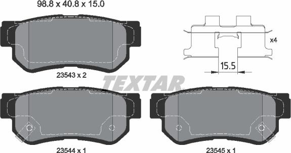 Textar 2354306 - Brake Pad Set, disc brake www.parts5.com