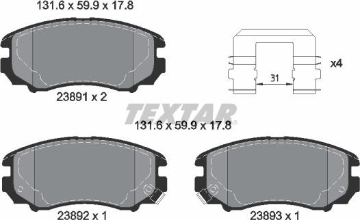 Textar 2389105 - Brake Pad Set, disc brake www.parts5.com
