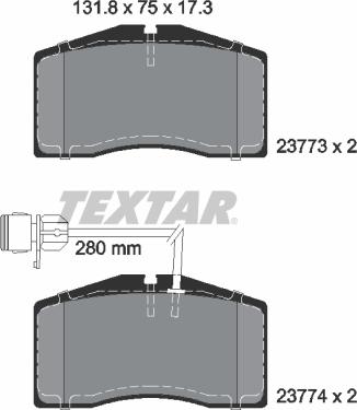 Textar 2377301 - Brake Pad Set, disc brake www.parts5.com