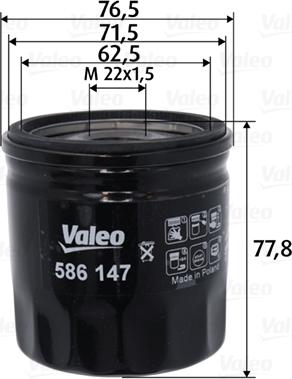 Valeo 586147 - Olejový filter www.parts5.com