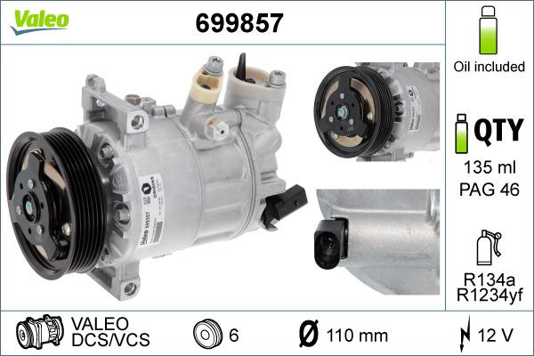 Valeo 699857 - Compressor, air conditioning www.parts5.com
