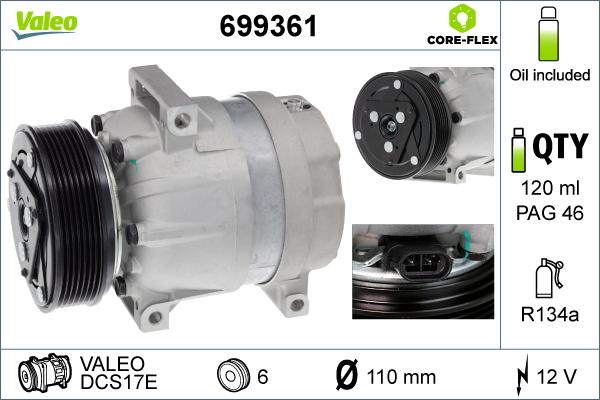 Valeo 699361 - Compressor, air conditioning www.parts5.com