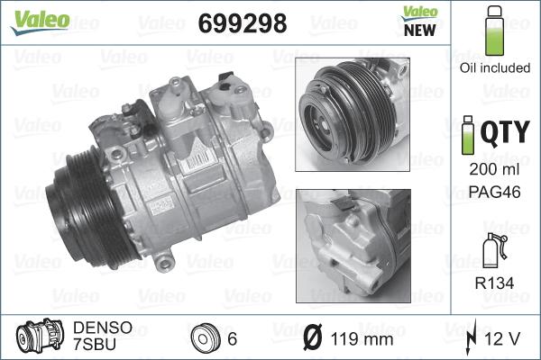 Valeo 699298 - Compressor, air conditioning www.parts5.com