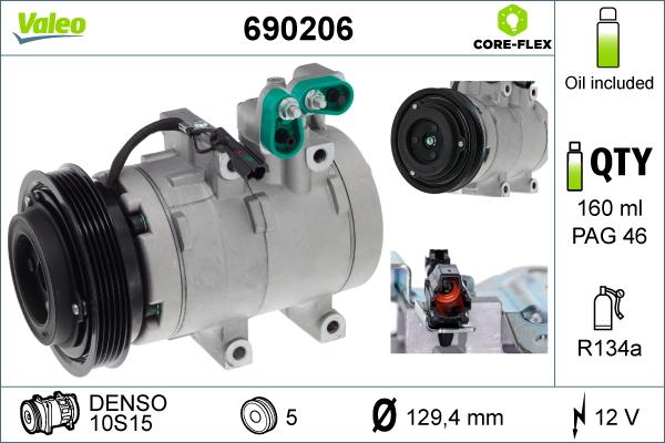 Valeo 690206 - Compressor, air conditioning www.parts5.com