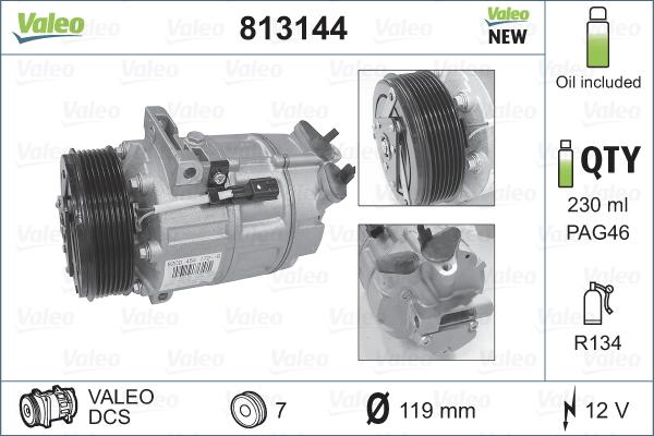 Valeo 813144 - Compressor, air conditioning www.parts5.com