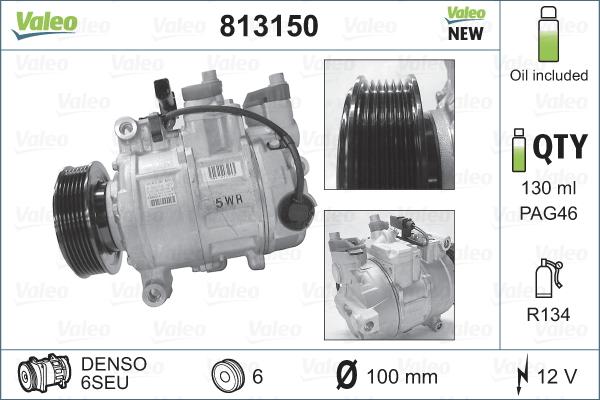Valeo 813150 - Compressor, air conditioning www.parts5.com