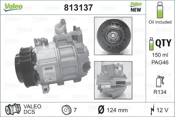 Valeo 813137 - Compressor, air conditioning www.parts5.com