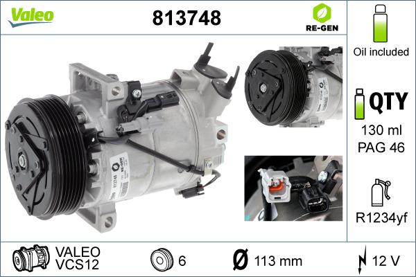 Valeo 813748 - Compressor, air conditioning www.parts5.com
