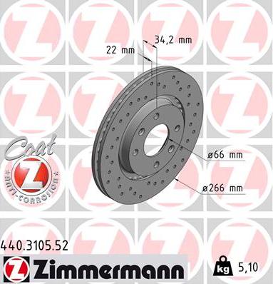 Zimmermann 440.3105.52 - Brake Disc www.parts5.com