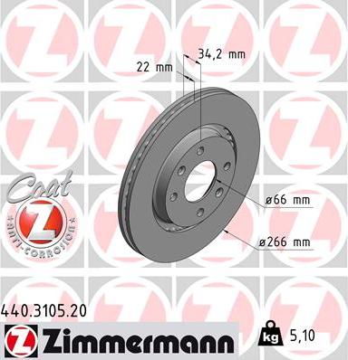 Zimmermann 440.3105.20 - Brake Disc www.parts5.com