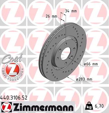 Zimmermann 440.3106.52 - Brake Disc www.parts5.com