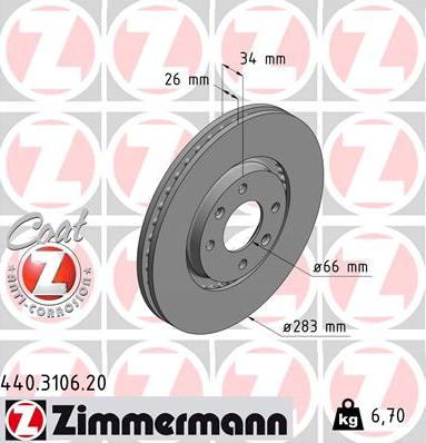 Zimmermann 440.3106.20 - Brake Disc www.parts5.com