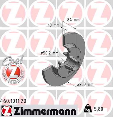 Zimmermann 460.1011.20 - Brake Disc www.parts5.com