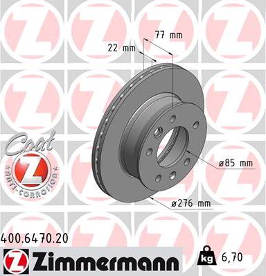 Zimmermann 400.6470.20 - Brake Disc www.parts5.com